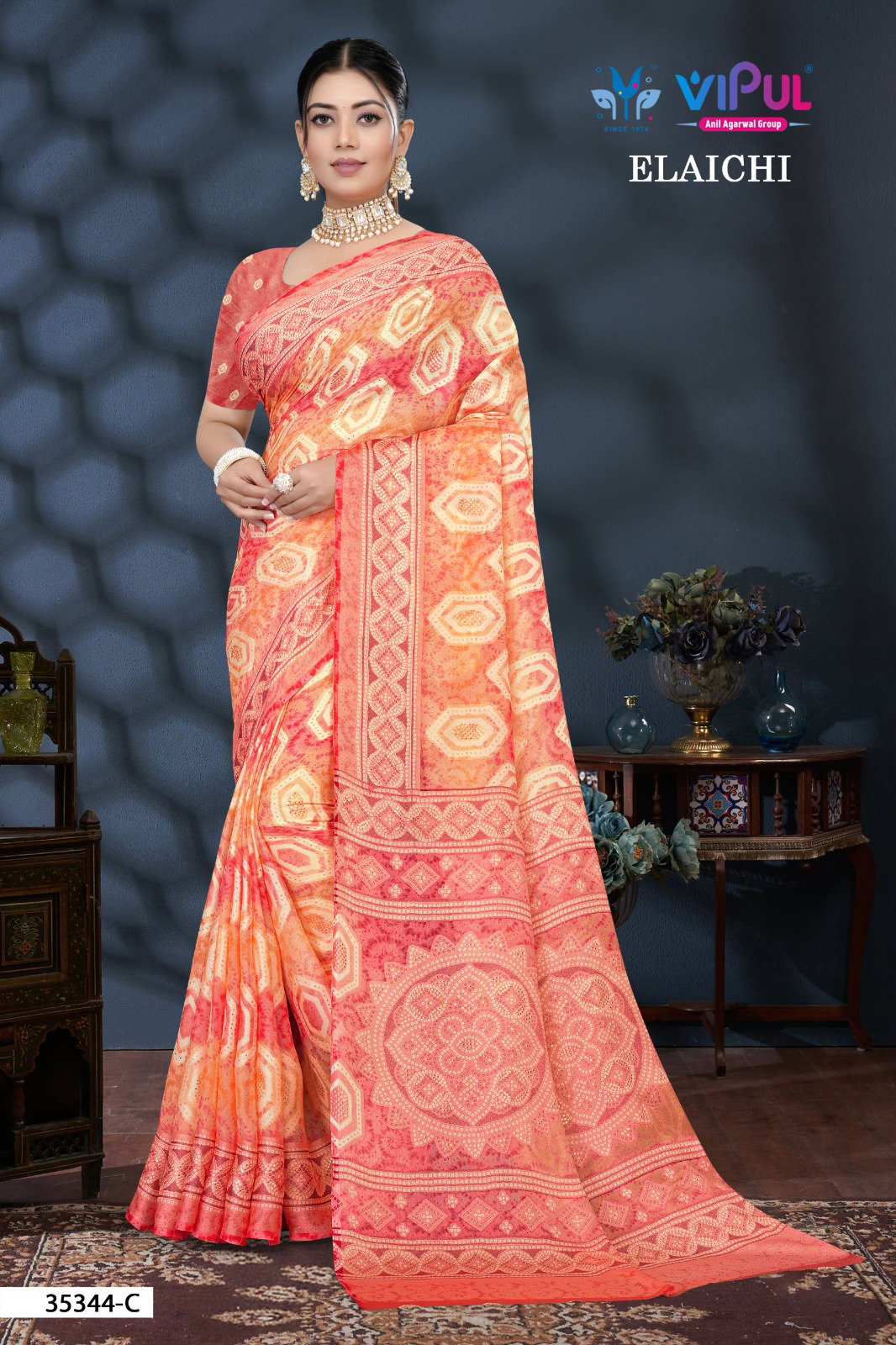 Vipul Elaichi 35344 A To D Casual Wear Brasso Saree Collection