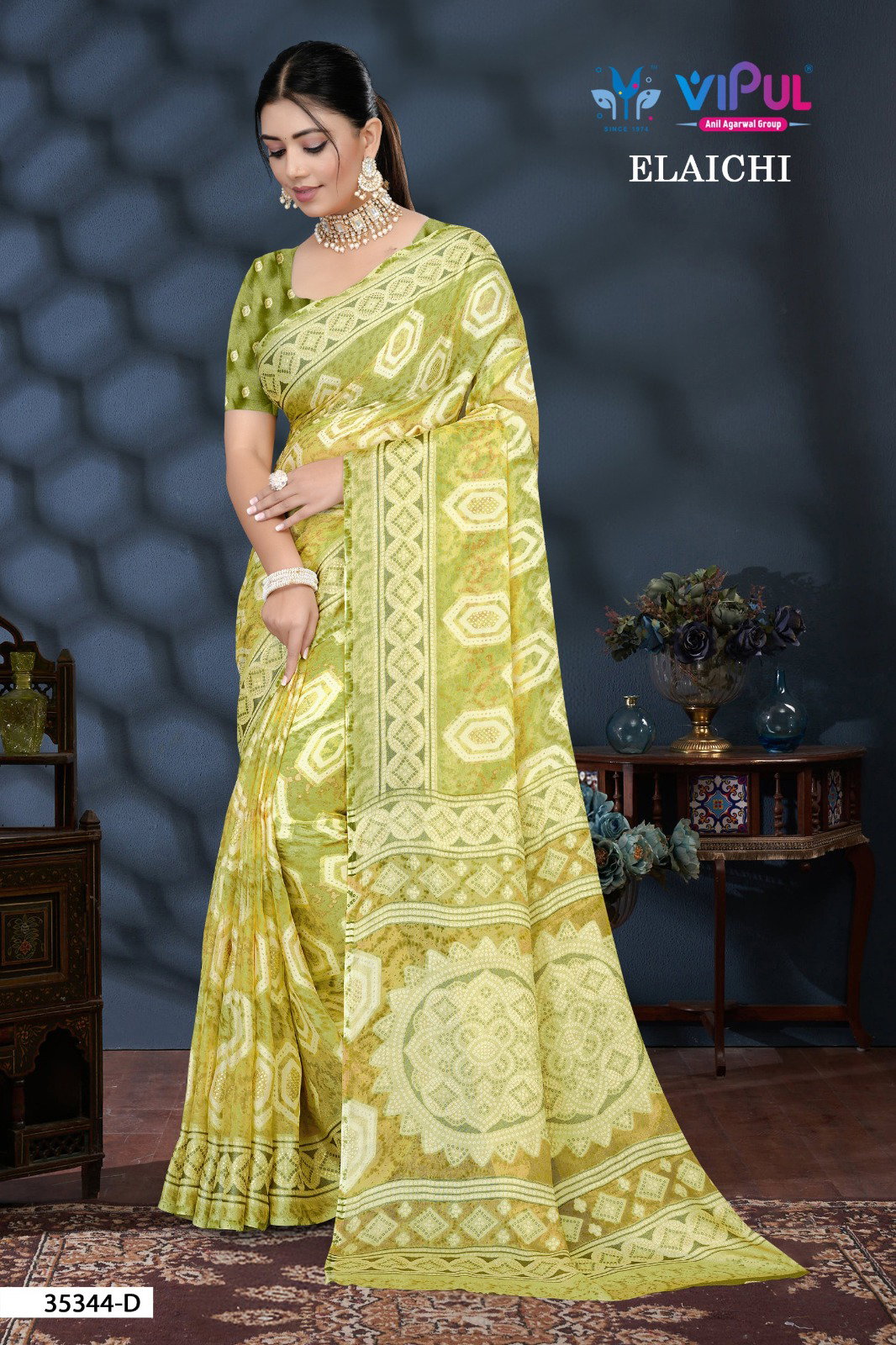 Vipul Elaichi 35344 A To D Casual Wear Brasso Saree Collection