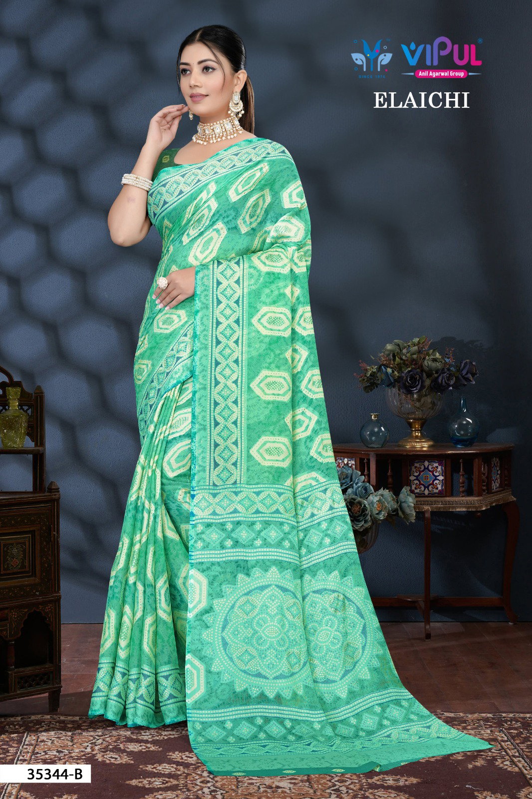 Vipul Elaichi 35344 A To D Casual Wear Brasso Saree Collection