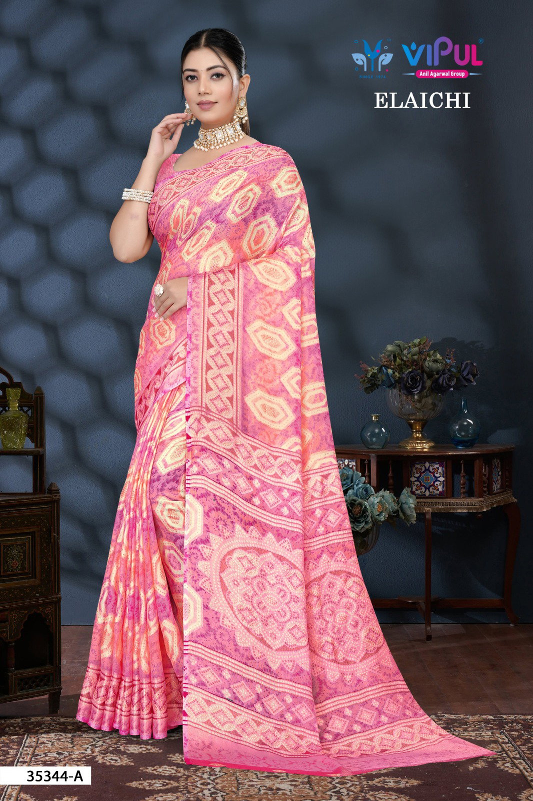 Vipul Elaichi 35344 A To D Casual Wear Brasso Saree Collection