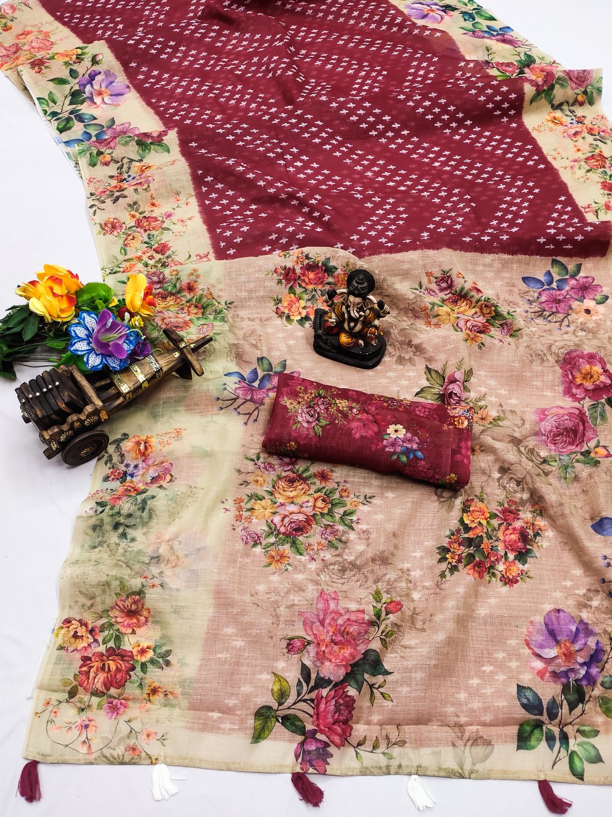 lekha VC Chandra Soft Linen Digital Printed Leheriya Saree