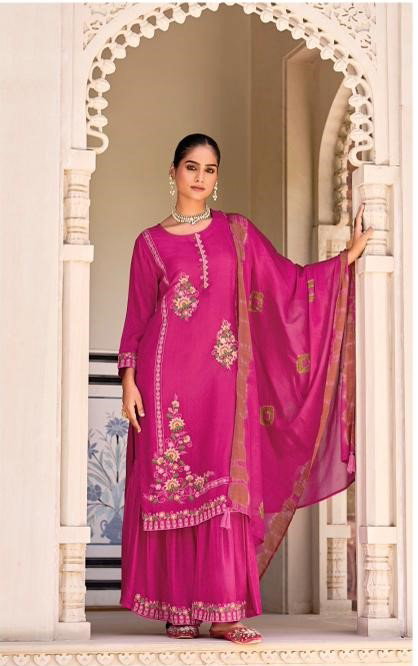 10015 Glory Modal Satin Embroidered Premium Sharara Suit Collection