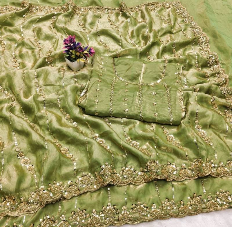 Vt 6071 T Space Silk With Original Gold Beeds Worked Saree Collection