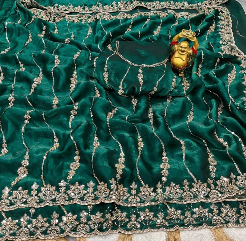 Vt 6071 T Space Silk With Original Gold Beeds Worked Saree Collection