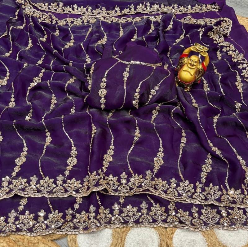 Vt 6071 T Space Silk With Original Gold Beeds Worked Saree Collection
