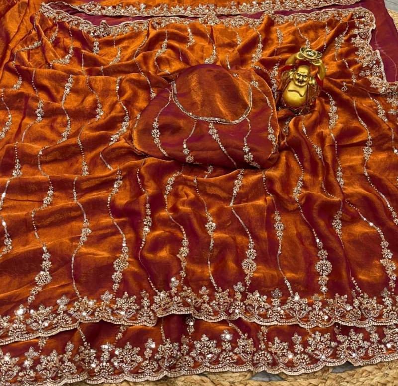 Vt 6071 T Space Silk With Original Gold Beeds Worked Saree Collection