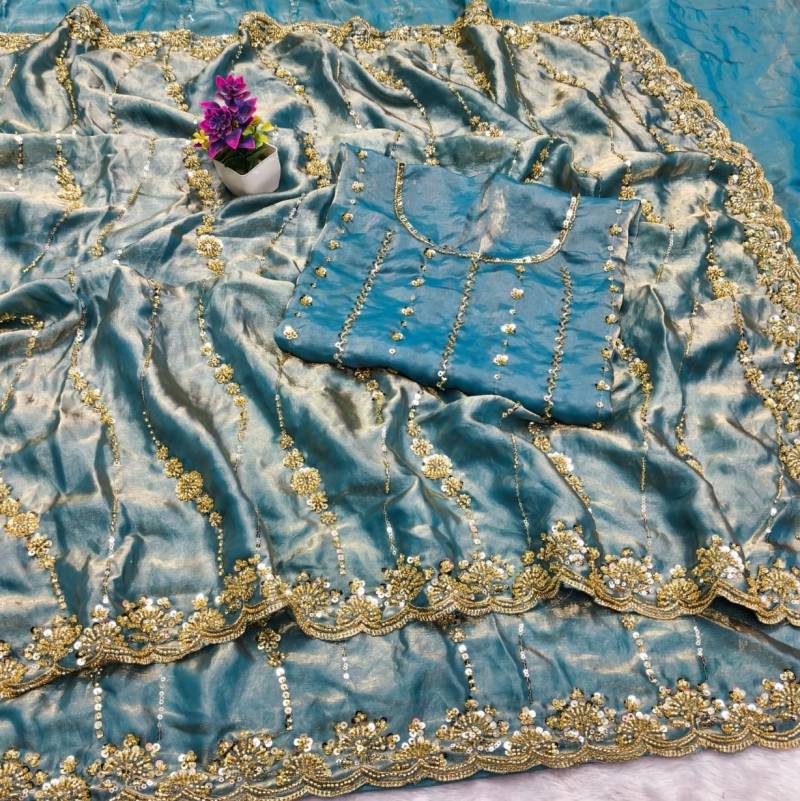 Vt 6071 T Space Silk With Original Gold Beeds Worked Saree Collection