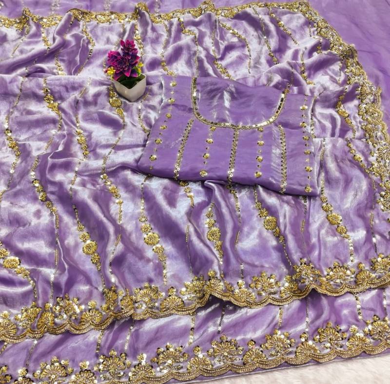 Vt 6071 T Space Silk With Original Gold Beeds Worked Saree Collection