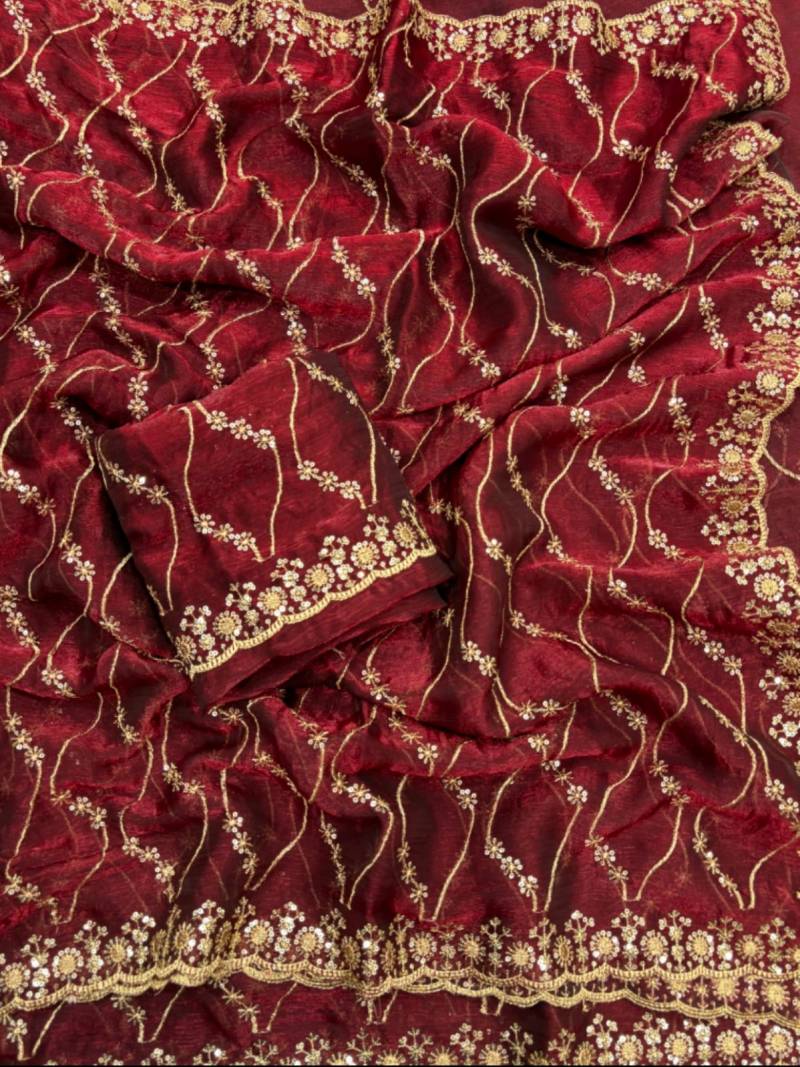 Vt 798 T Fandy Chiffon With Golden Zari Worked Premium Saree Collection
