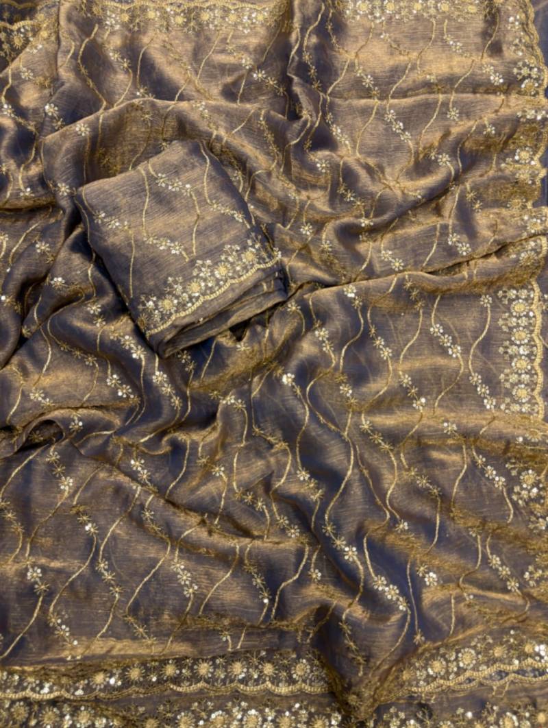 Vt 798 T Fandy Chiffon With Golden Zari Worked Premium Saree Collection