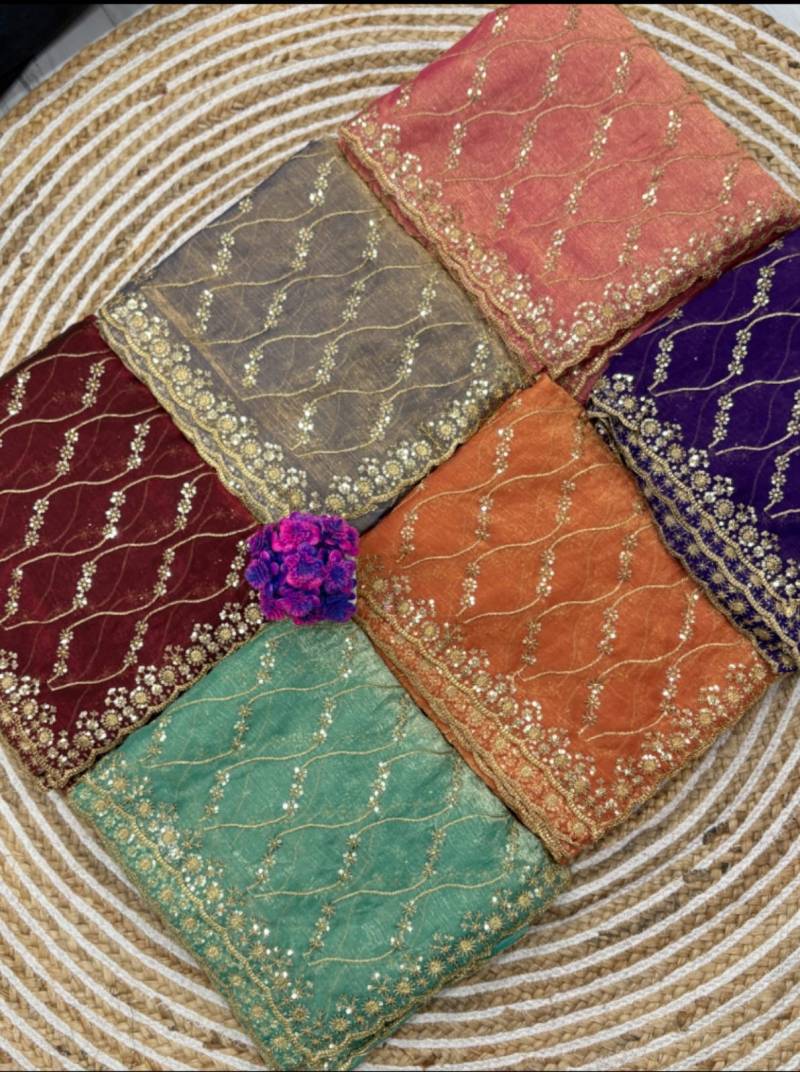 Vt 798 T Fandy Chiffon With Golden Zari Worked Premium Saree Collection