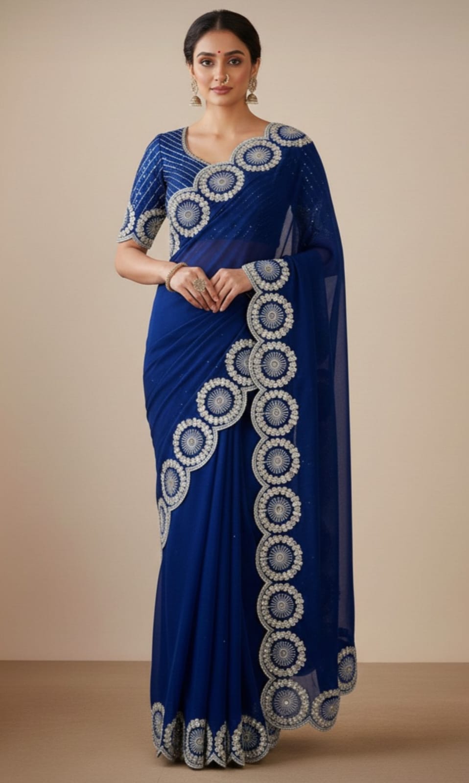 Vt 6072 T Fandy Satin Thread Embroidered Worked Premium Saree Collection