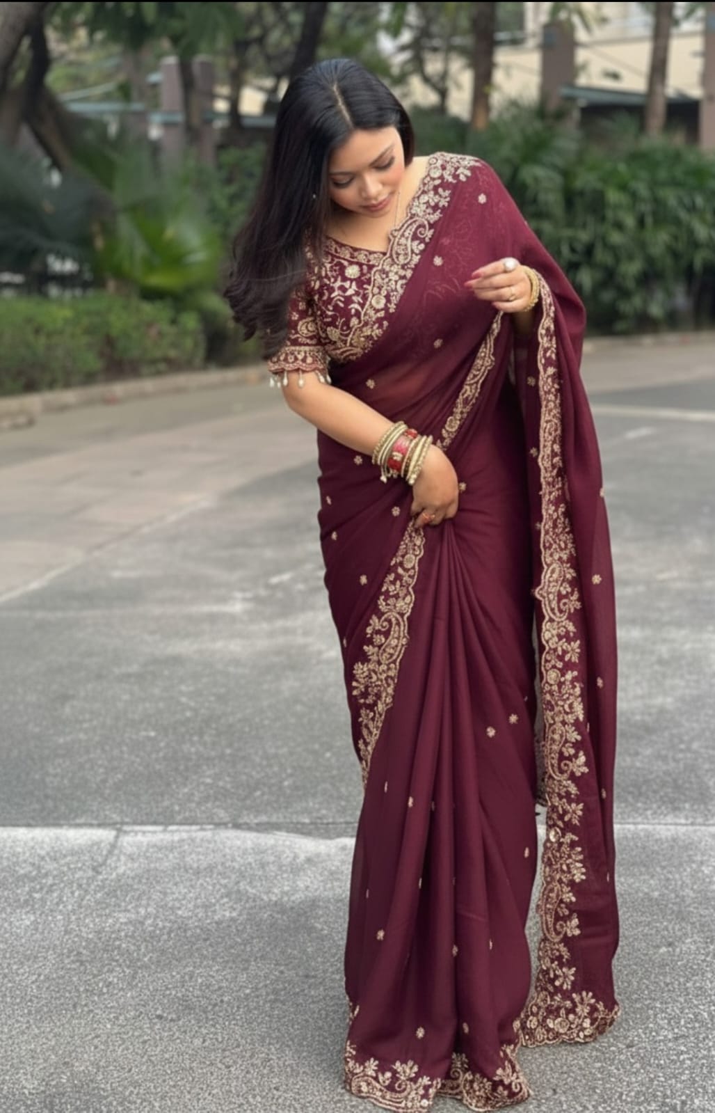 Vt 800 T Fandy Satin Silver Jari Thread Worked Beautiful Saree Collection