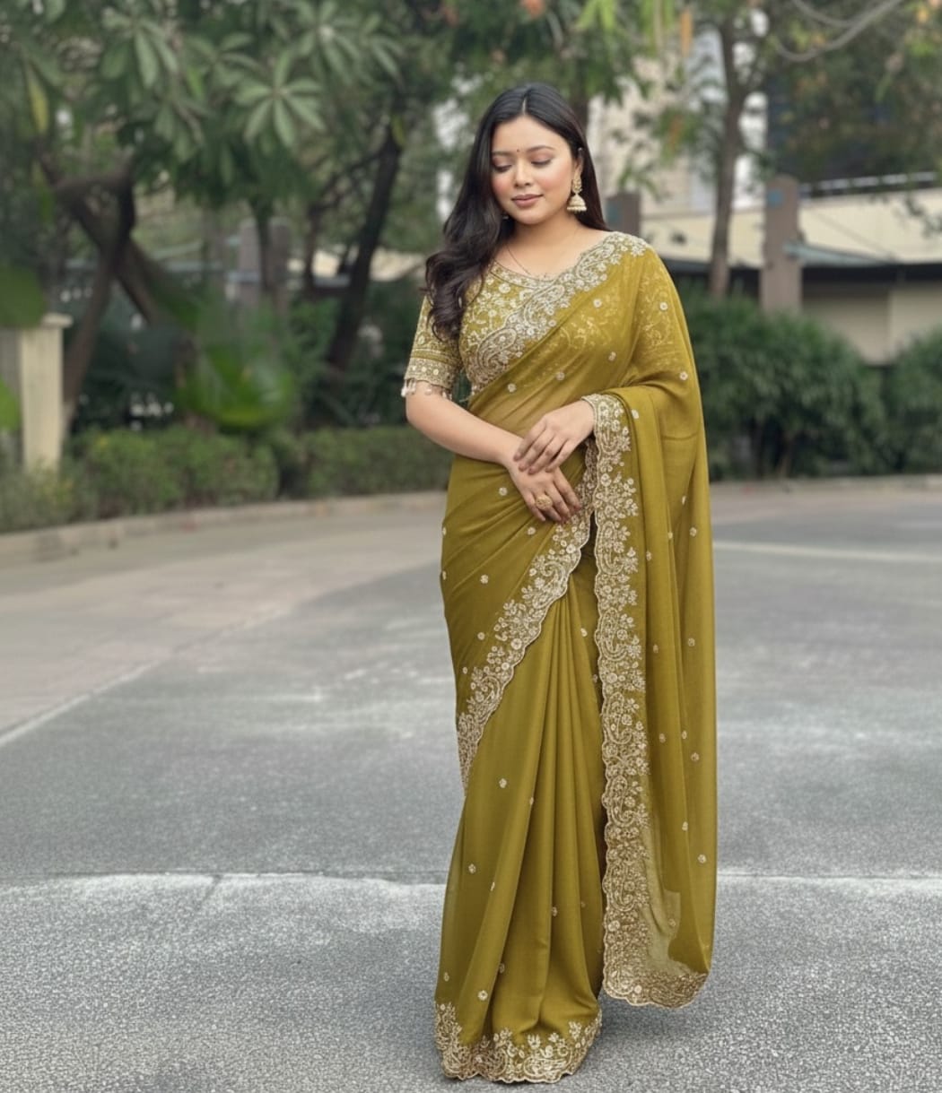 Vt 800 T Fandy Satin Silver Jari Thread Worked Beautiful Saree Collection
