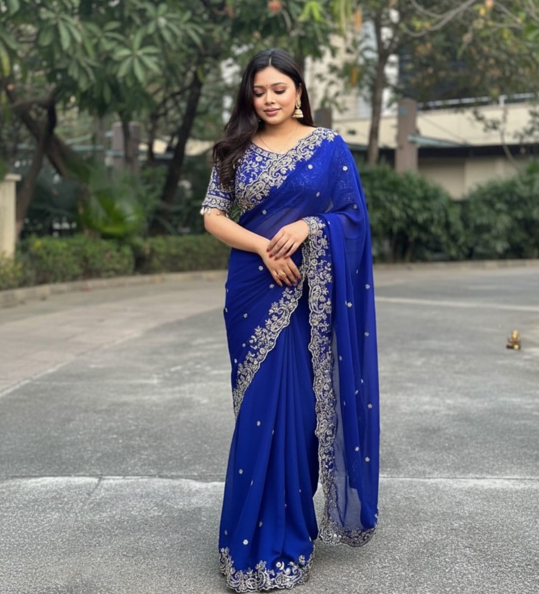 Vt 800 T Fandy Satin Silver Jari Thread Worked Beautiful Saree Collection
