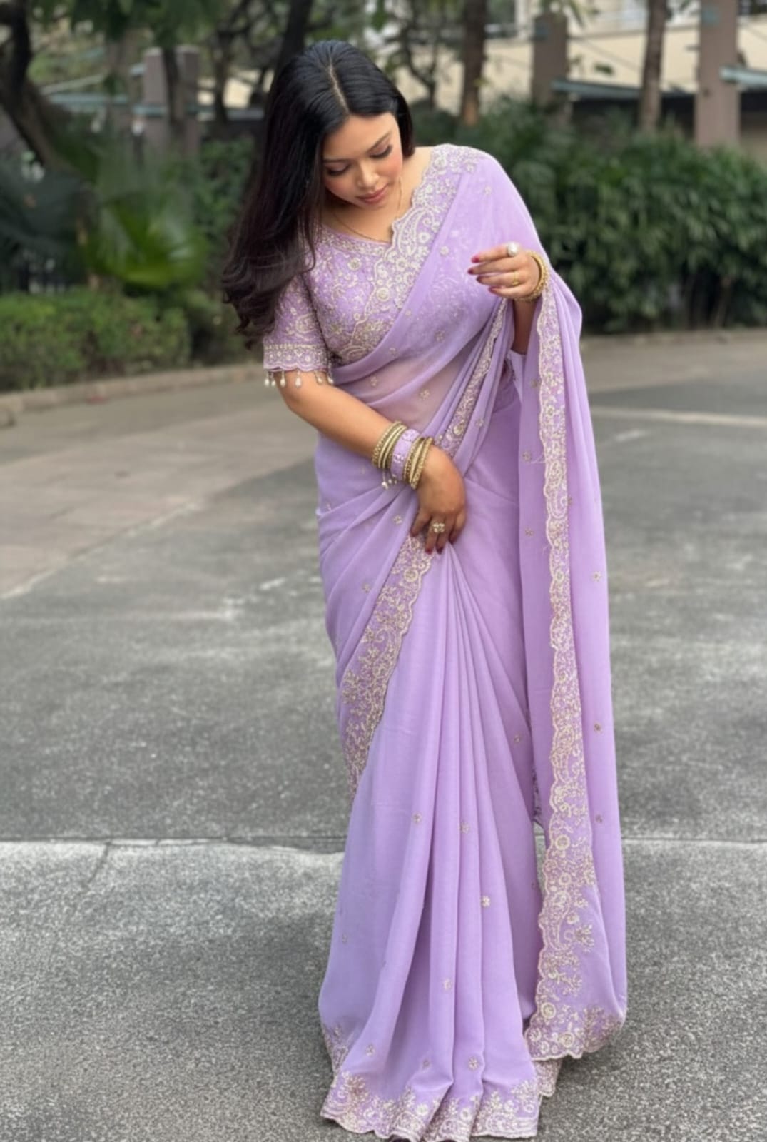 Vt 800 T Fandy Satin Silver Jari Thread Worked Beautiful Saree Collection