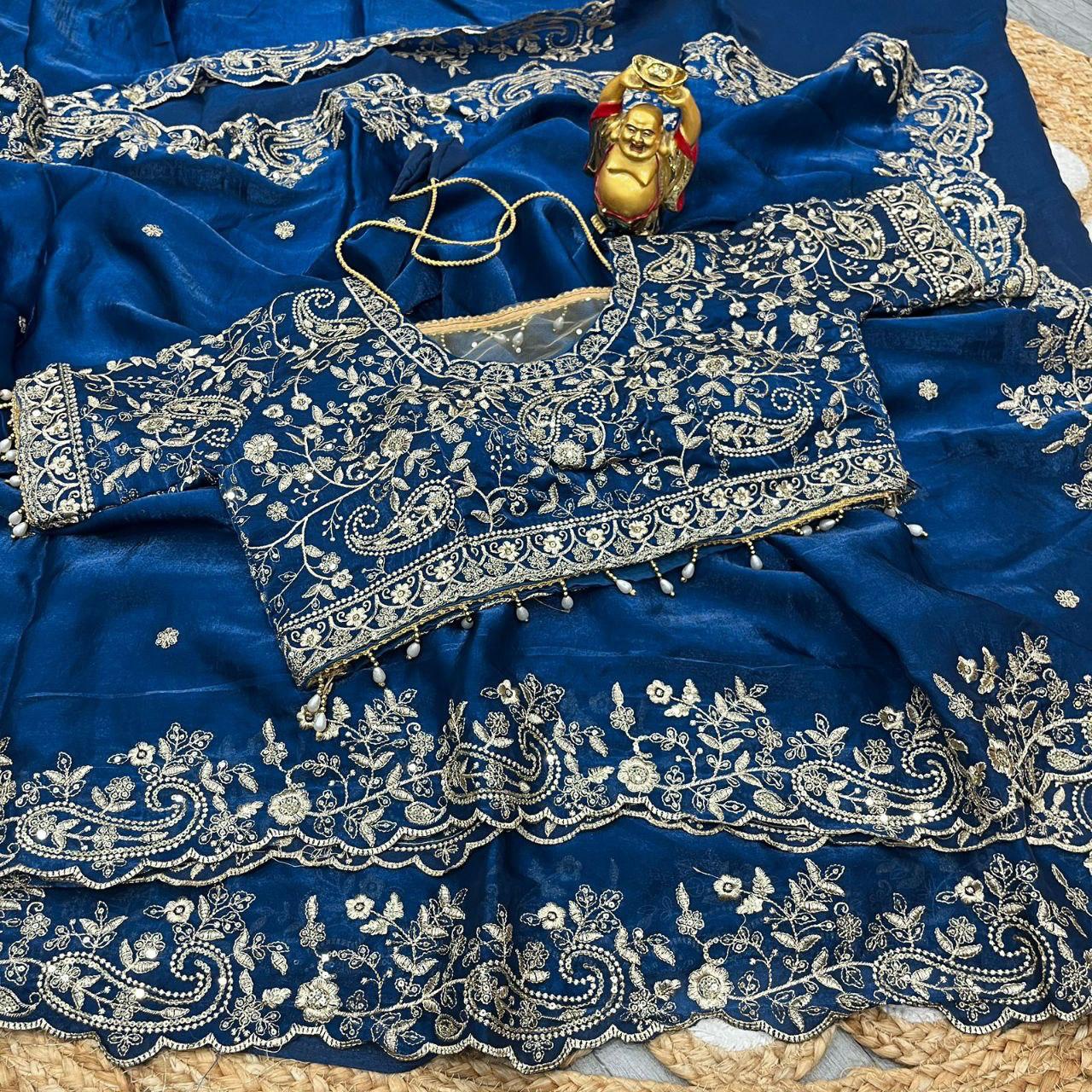 Vt 800 T Fandy Satin Silver Jari Thread Worked Beautiful Saree Collection
