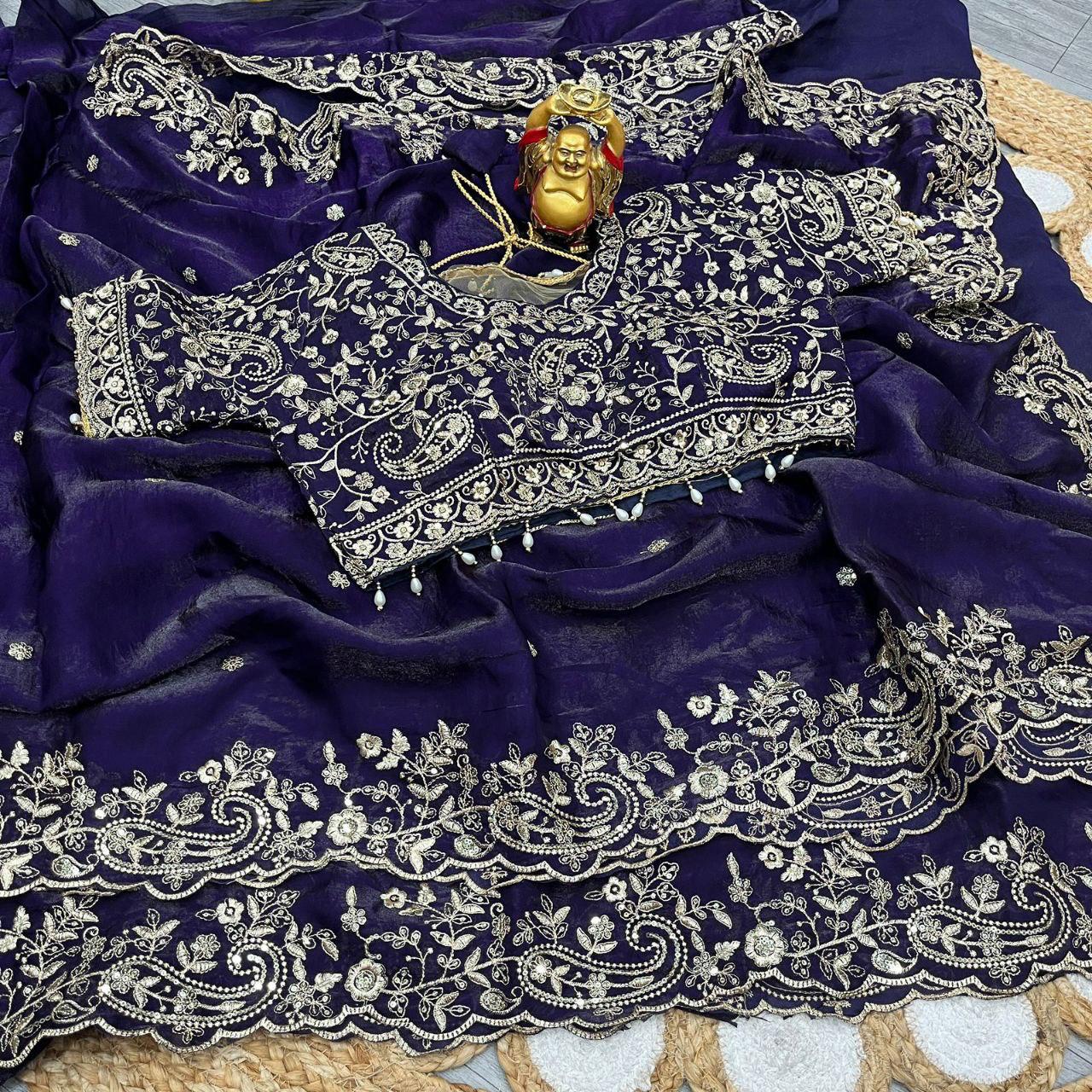 Vt 800 T Fandy Satin Silver Jari Thread Worked Beautiful Saree Collection