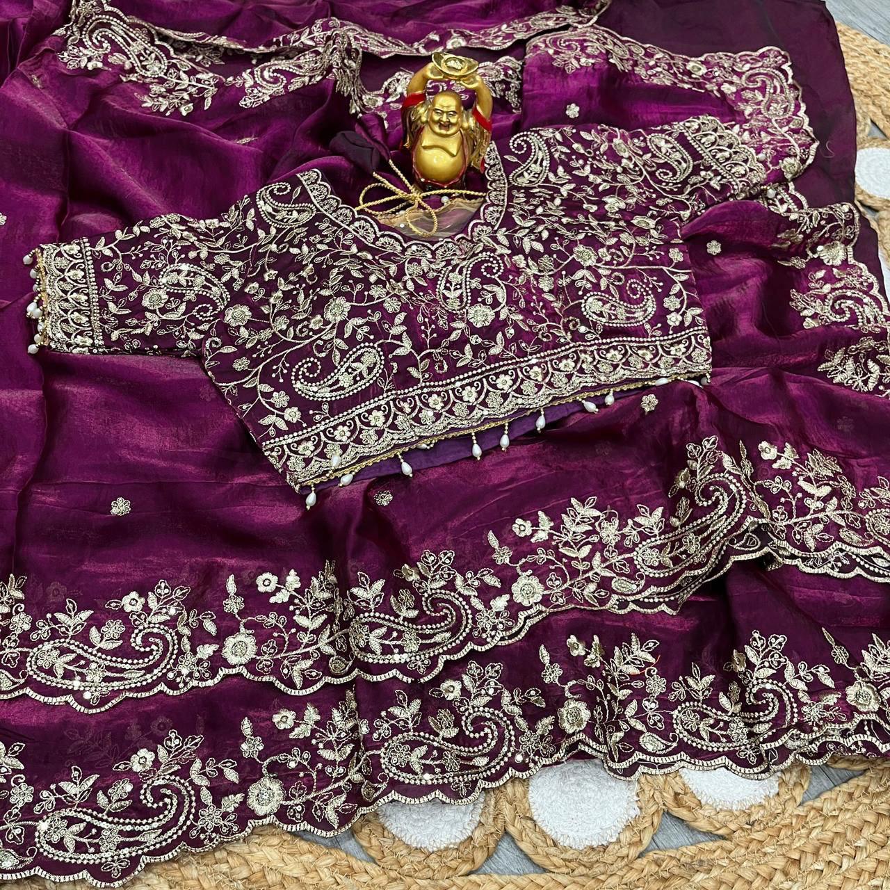 Vt 800 T Fandy Satin Silver Jari Thread Worked Beautiful Saree Collection