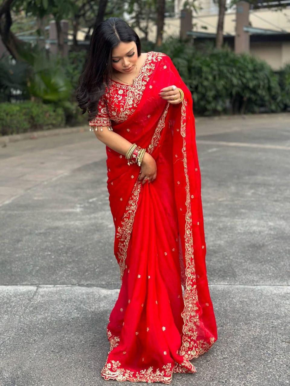 Vt 800 T Fandy Satin Silver Jari Thread Worked Beautiful Saree Collection