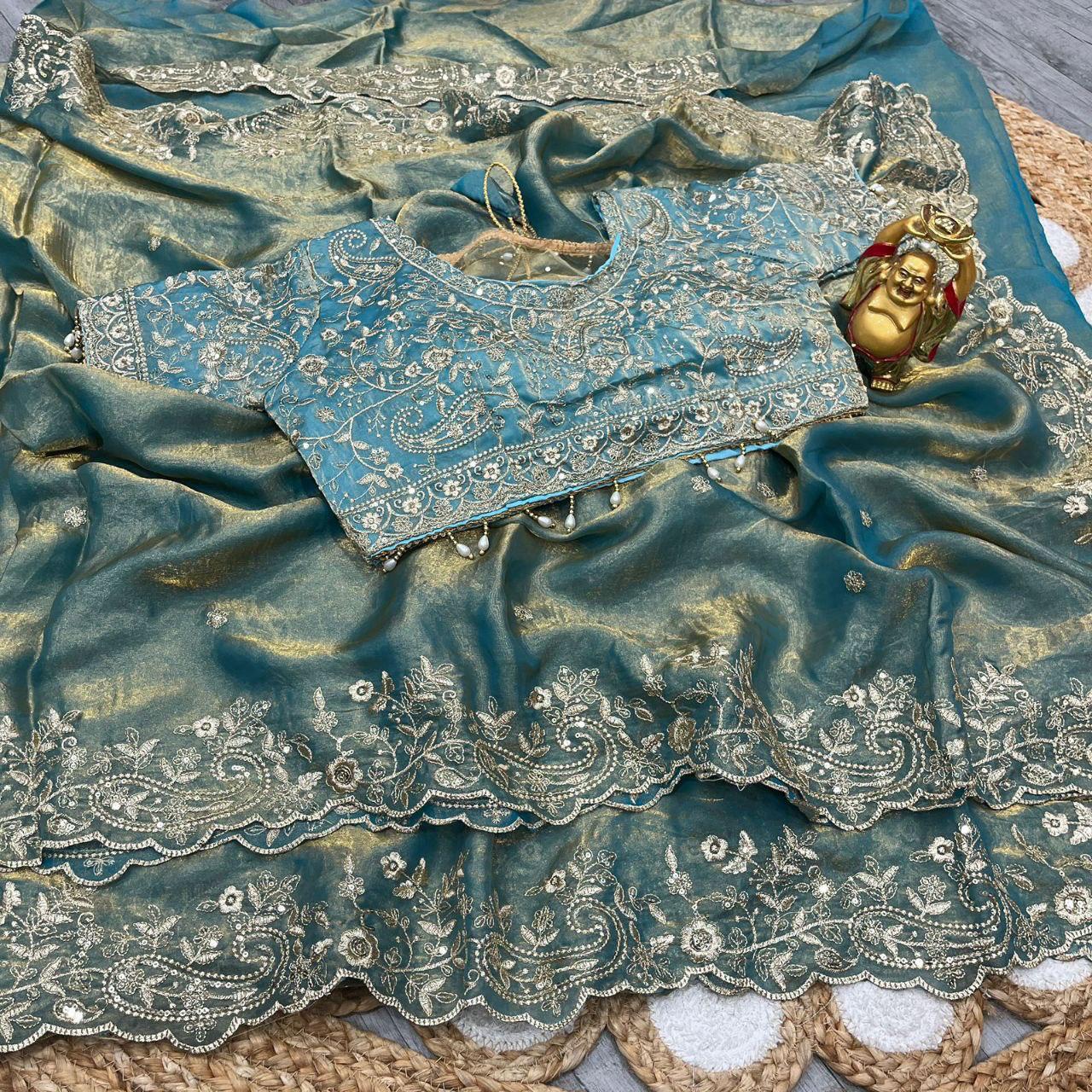 Vt 800 T Fandy Satin Silver Jari Thread Worked Beautiful Saree Collection