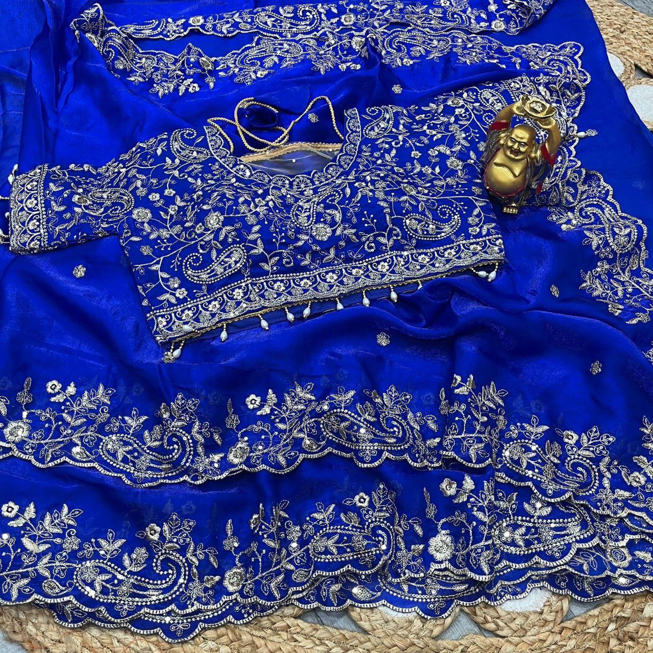 Vt 800 T Fandy Satin Silver Jari Thread Worked Beautiful Saree Collection