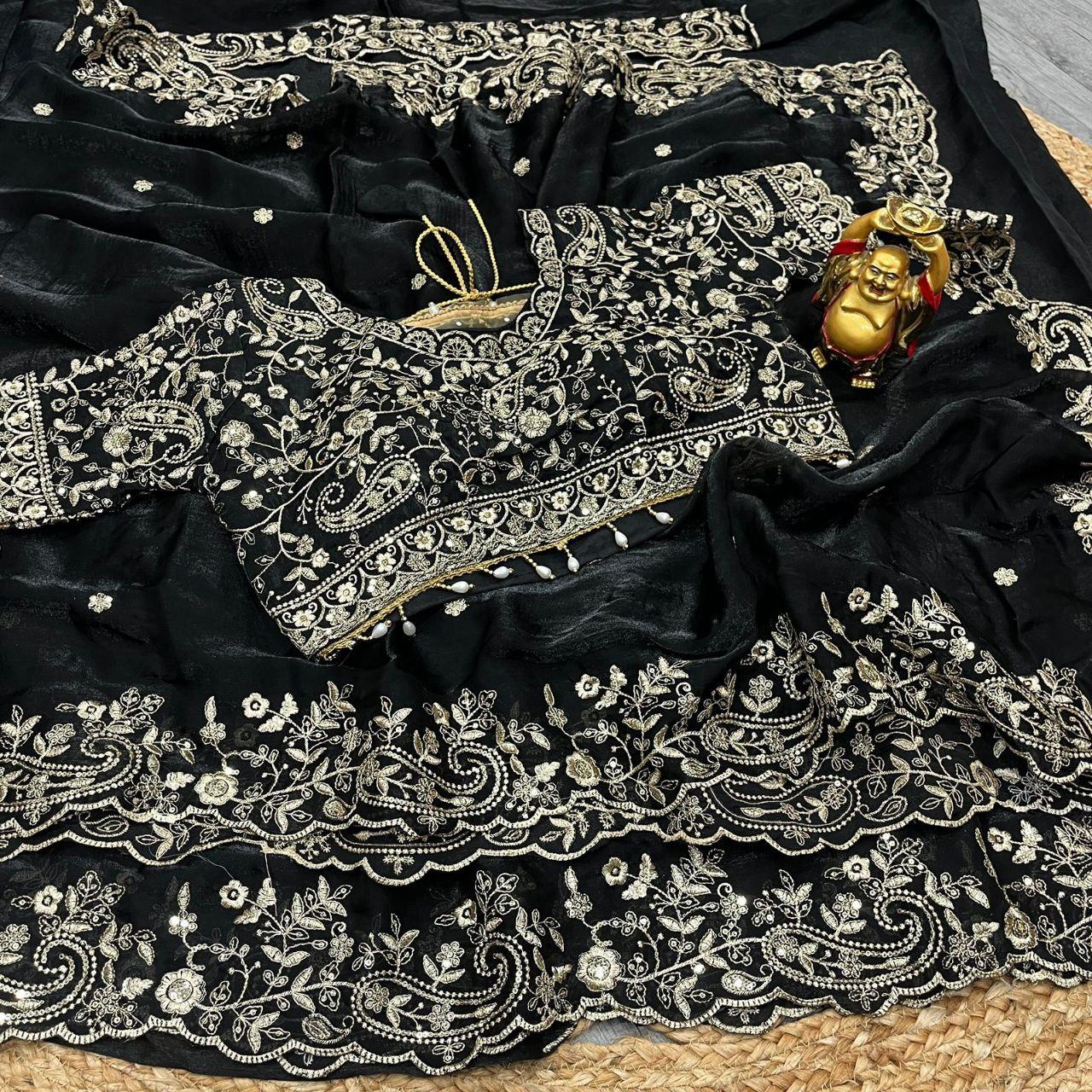 Vt 800 T Fandy Satin Silver Jari Thread Worked Beautiful Saree Collection