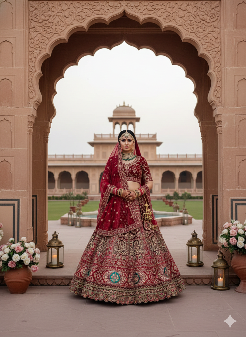 Mf 503 Velvet Embroidery Worked Designer Bridal Lehenga Collection