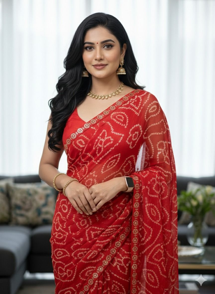 Vaamika Jyoti Chiffon Printed Bandhani Saree Collection 