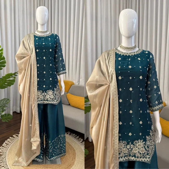 Glory KD 1549 Designer GMY Silk Palzoo Set
