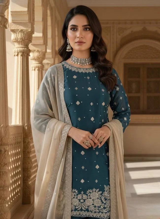 Glory KD 1549 Designer GMY Silk Palzoo Set