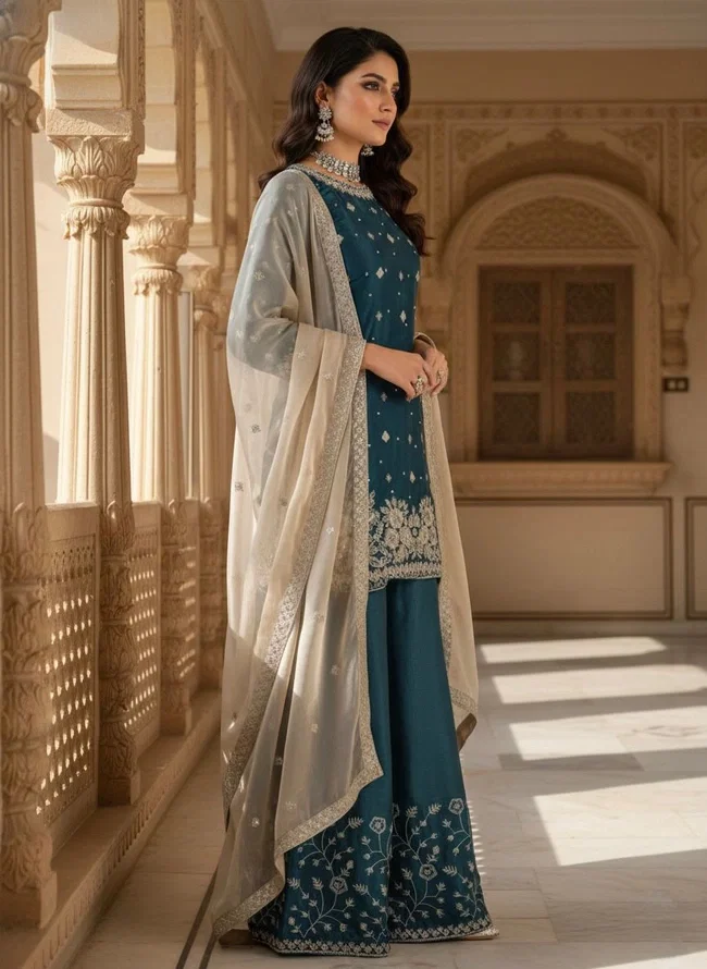 Glory KD 1549 Designer GMY Silk Palzoo Set