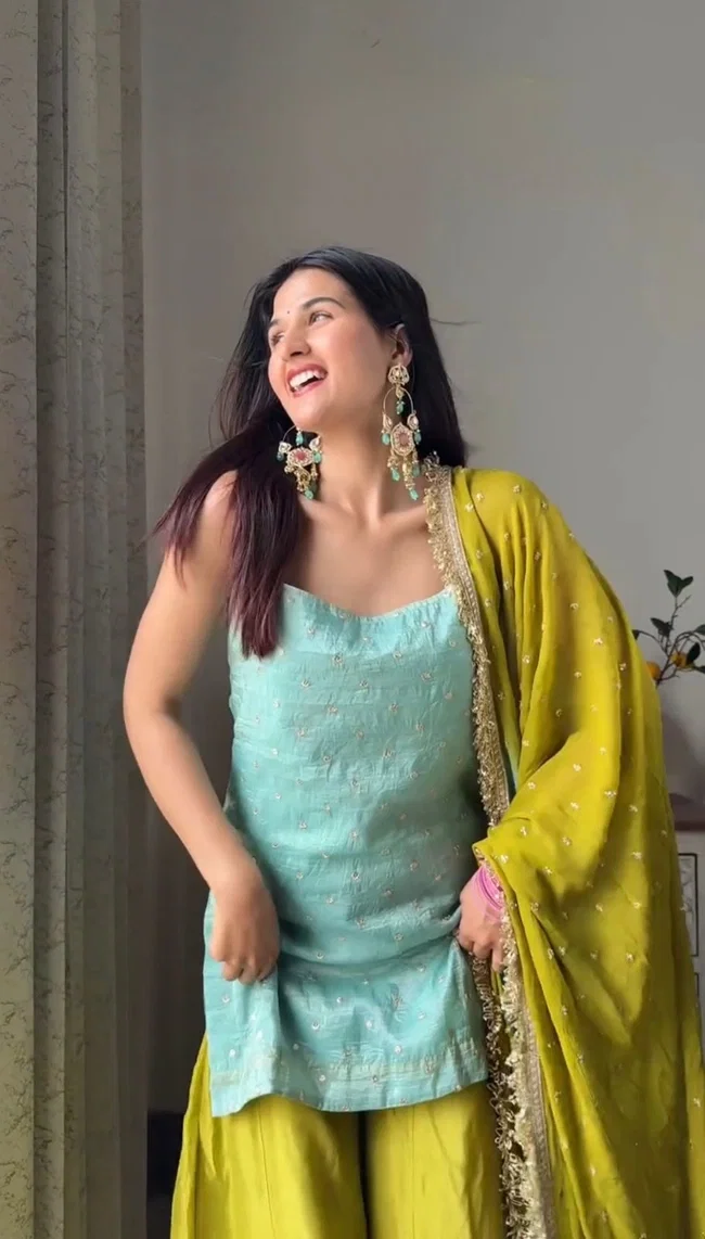 Glory 5914 Designer Chinon Silk Sharara Set With Dupatta