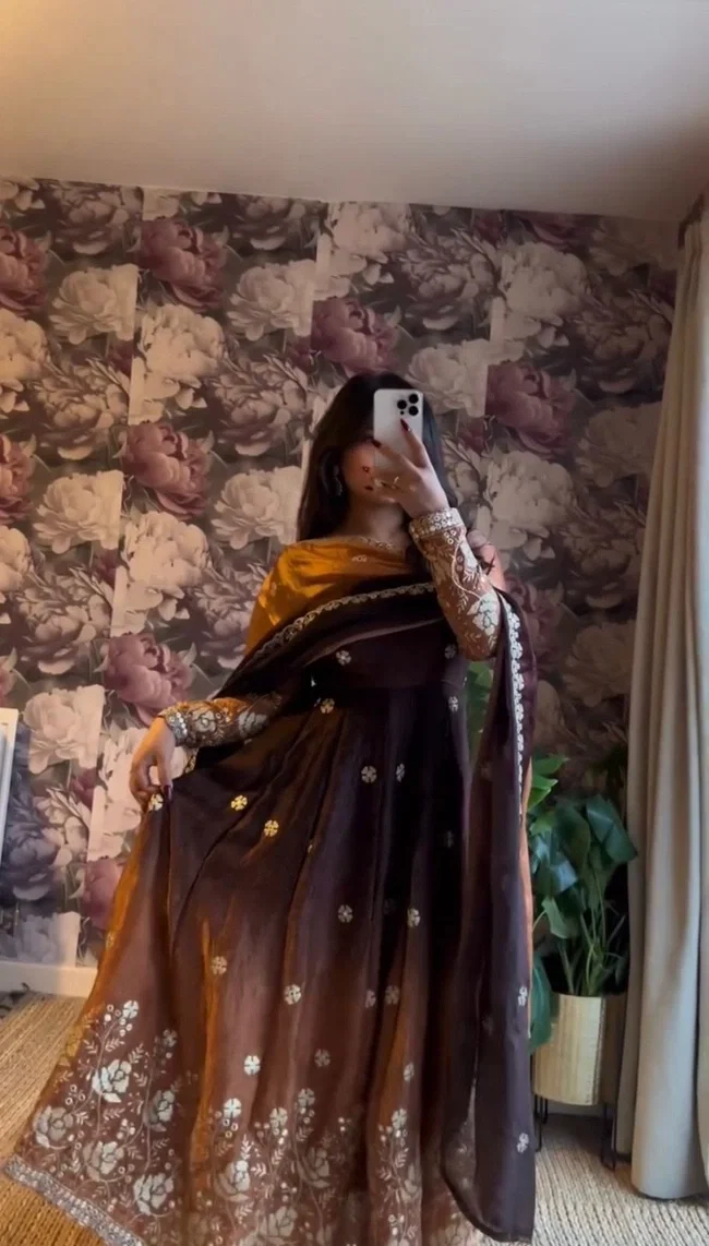 Glory 5955 Chinon Silk Anarkali With Pent Dupatta