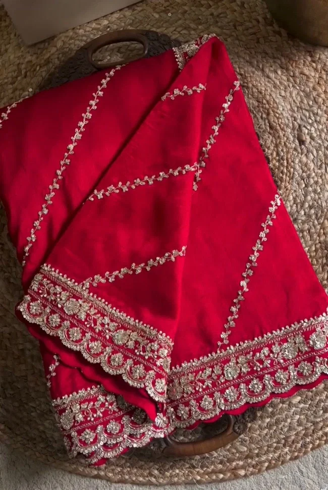 Glory KD 581 Designer Chinon Silk Saree With Sequnce Work