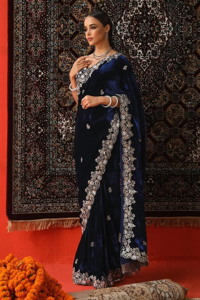 Glory KD 616 Viscose Velvet Designer Party Wear Saree
