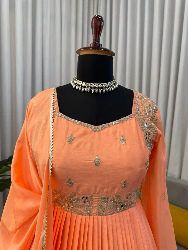 Glory 5950 Anarkali Chinon Designer Gown With Sequnce Work
