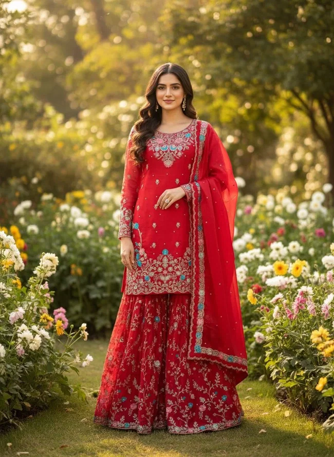 Glory 5956 JMC Silk Top With Sharara Dupatta