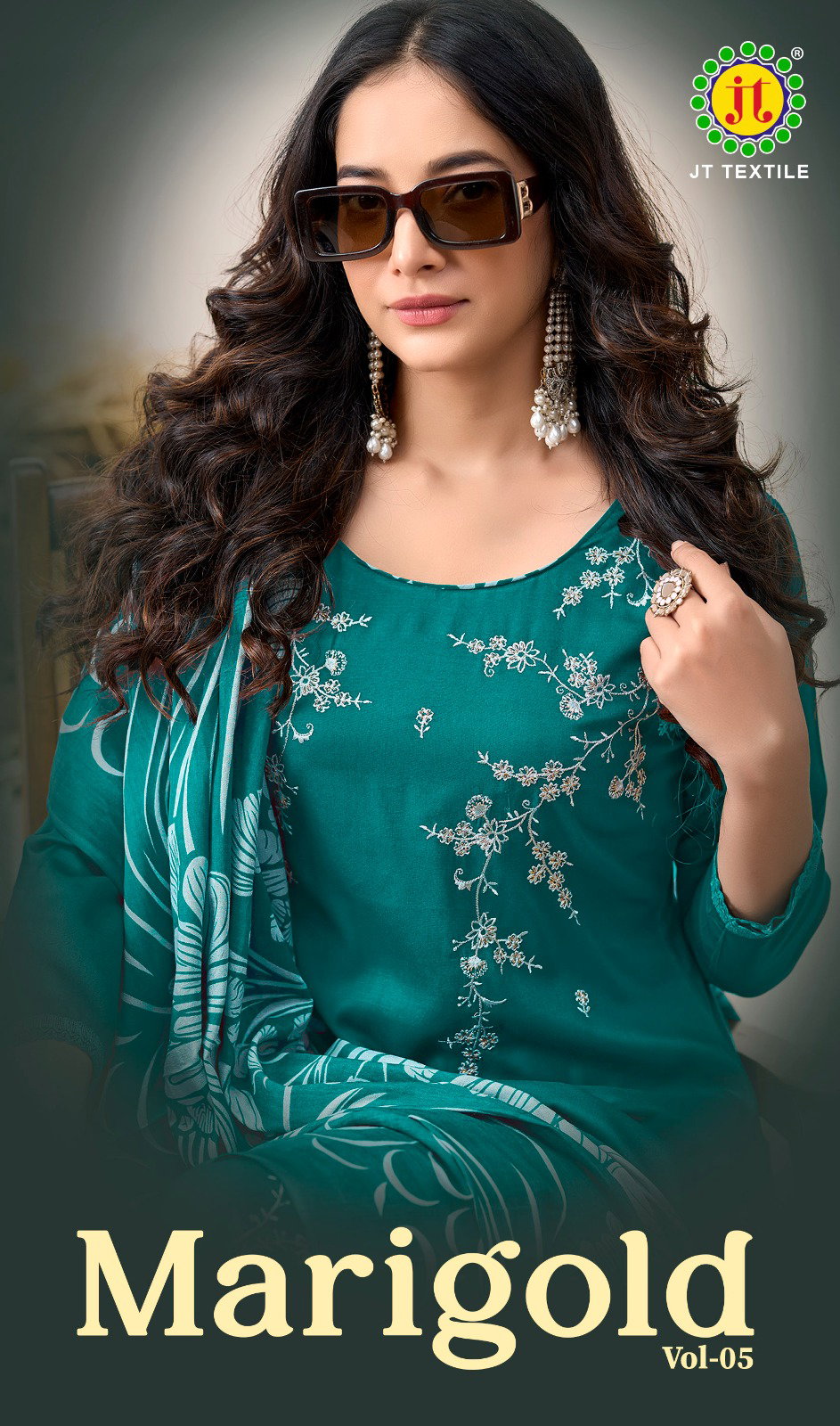 Jt Marigold Vol 5 Rayon Sequence Embroidery Work Dress Material Collection