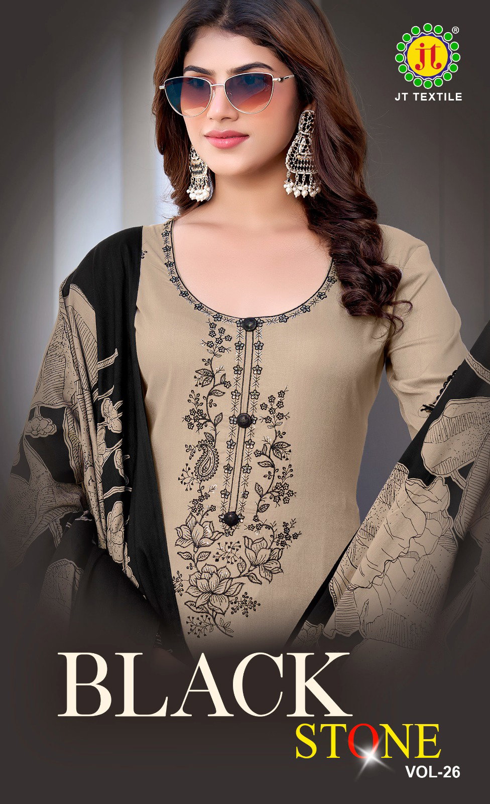 Jt Black Stone Vol 26 Rayon Sequence Embroidery Work Dress Material Collection