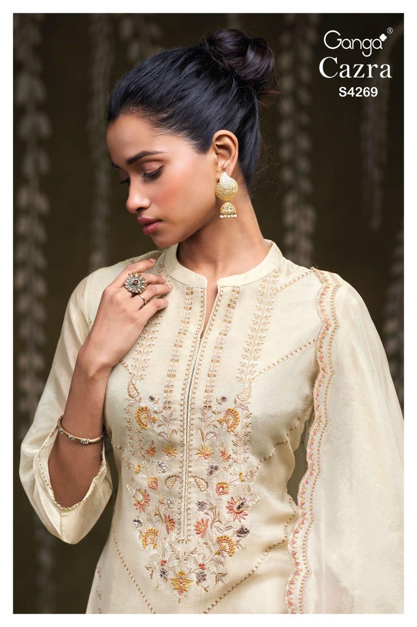 Ganga Cazra 4269 Bemberg Silk Embroidery Salwar Kameez