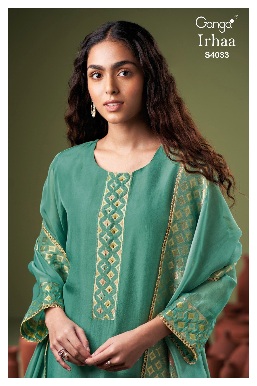 Ganga Irhaa 4033 Organza Silk Embroidery Work Salwar Kameez