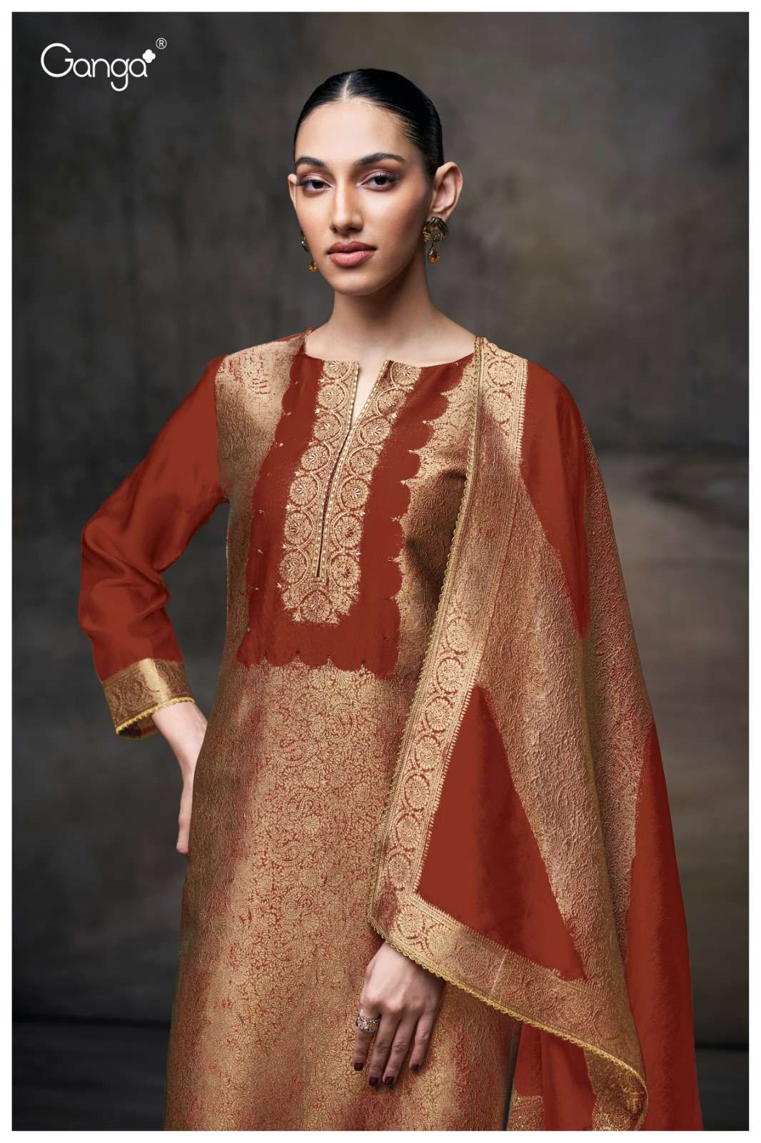 Ganga Abigail 3661 Viscose Woven Silk Embroidery Salwar Kameez