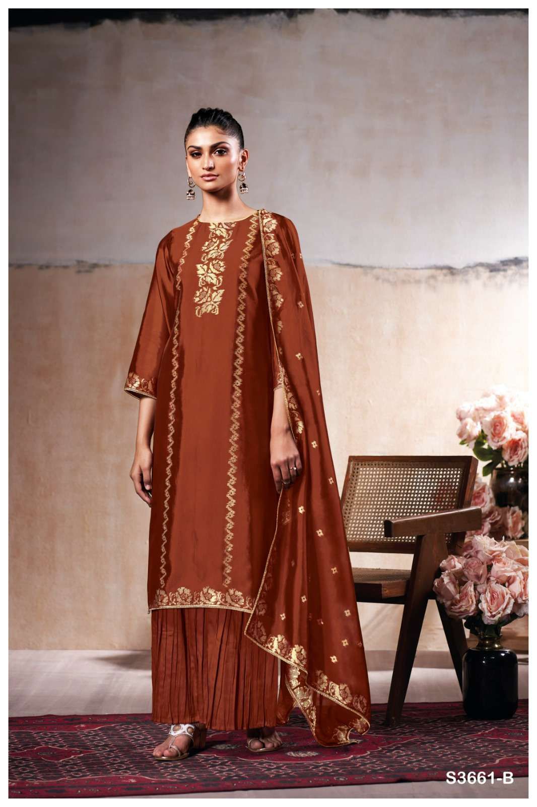 Ganga Abigail 3661 Viscose Woven Silk Embroidery Salwar Kameez