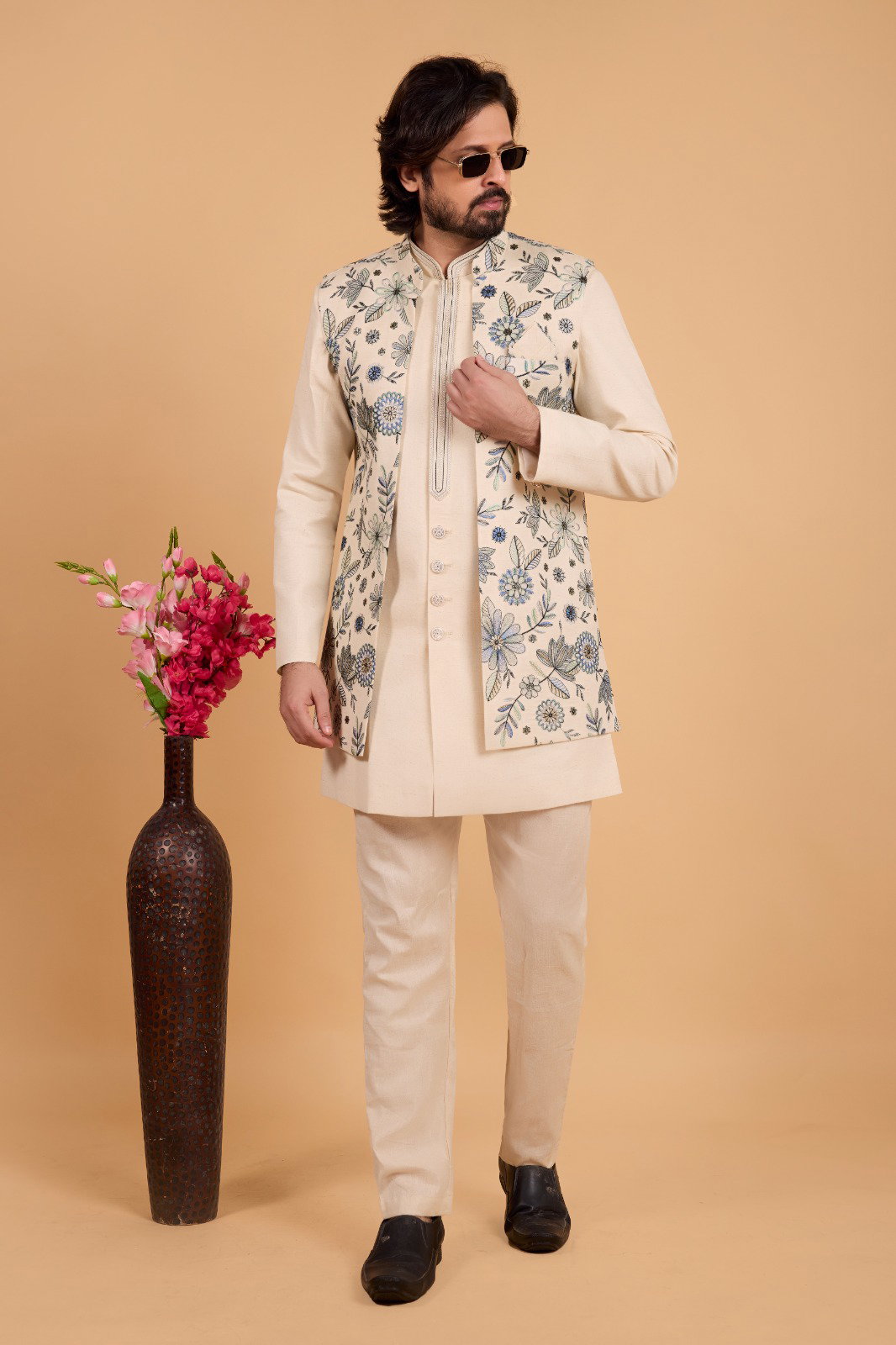 Sumi 4365 to 4368 Designer Khadi Art Silk 3 Pcs Long Indo Jacket Collection