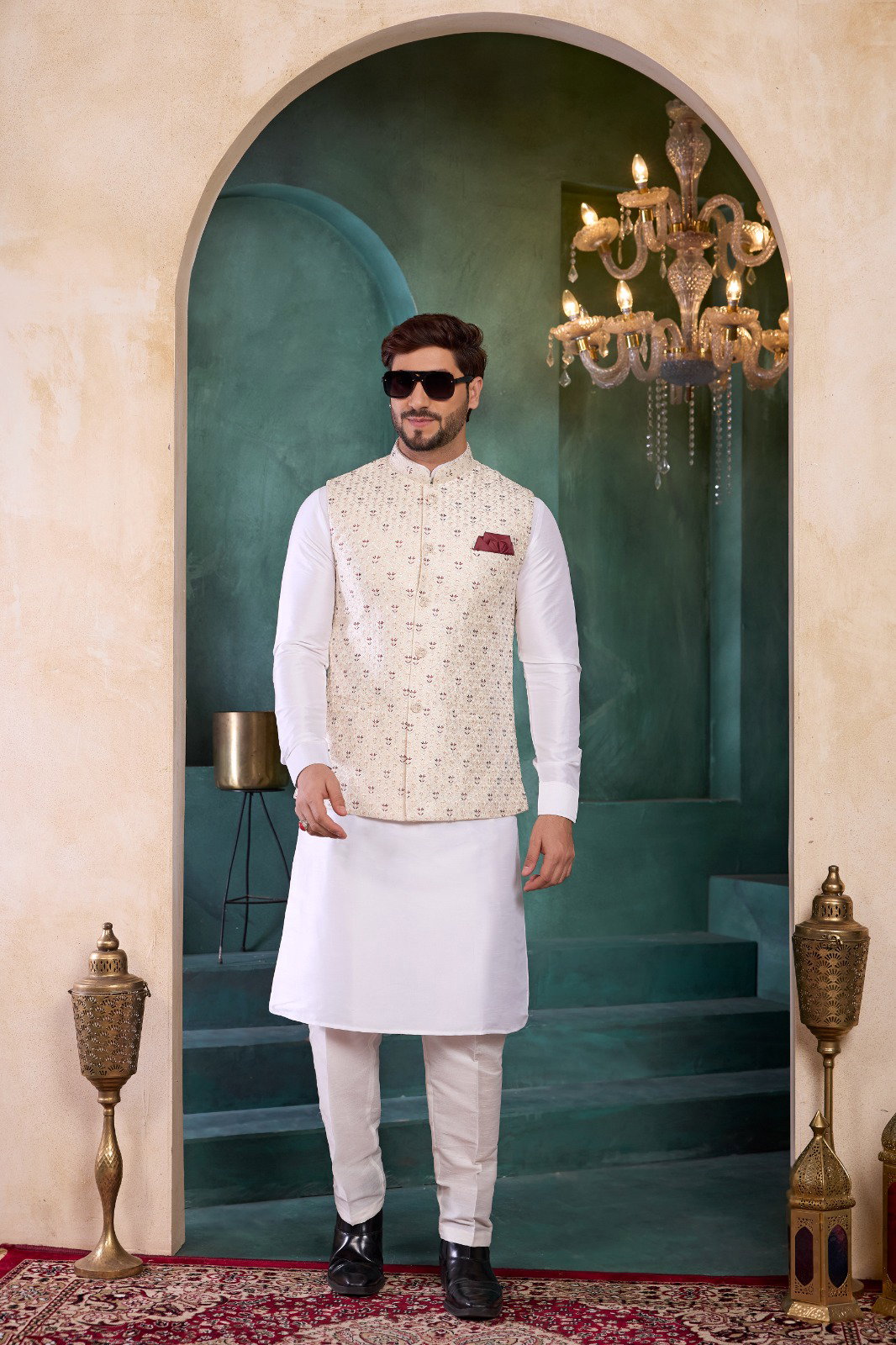  Sumi 4385 to 4389 Designer Art Banarasi Silk 3 Pcs  Kurta Jacket Set Collection
