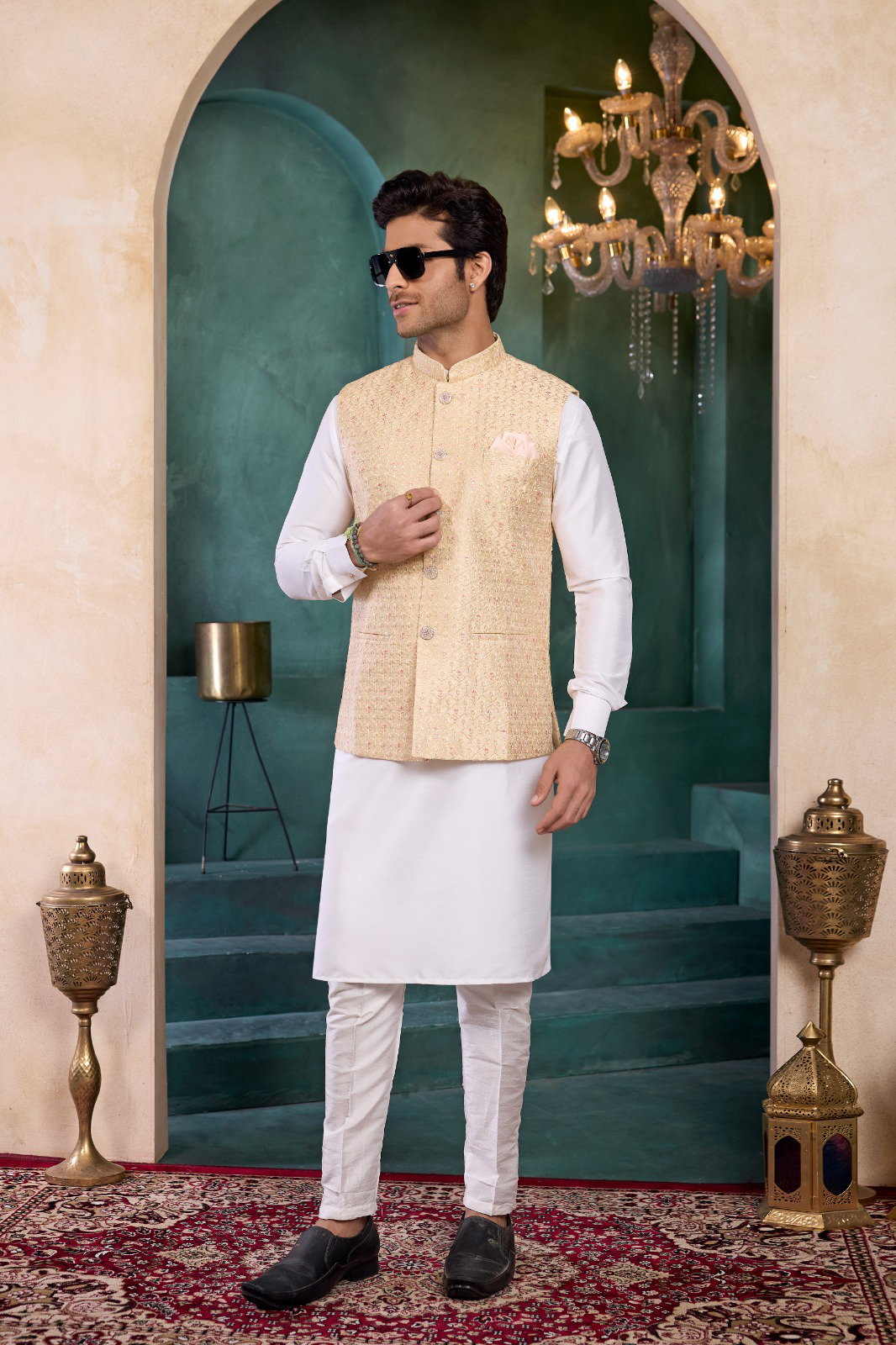  Sumi 4385 to 4389 Designer Art Banarasi Silk 3 Pcs  Kurta Jacket Set Collection