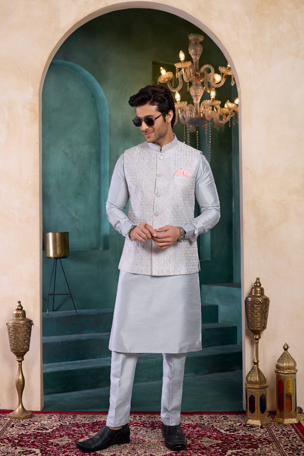  Sumi 4385 to 4389 Designer Art Banarasi Silk 3 Pcs  Kurta Jacket Set Collection