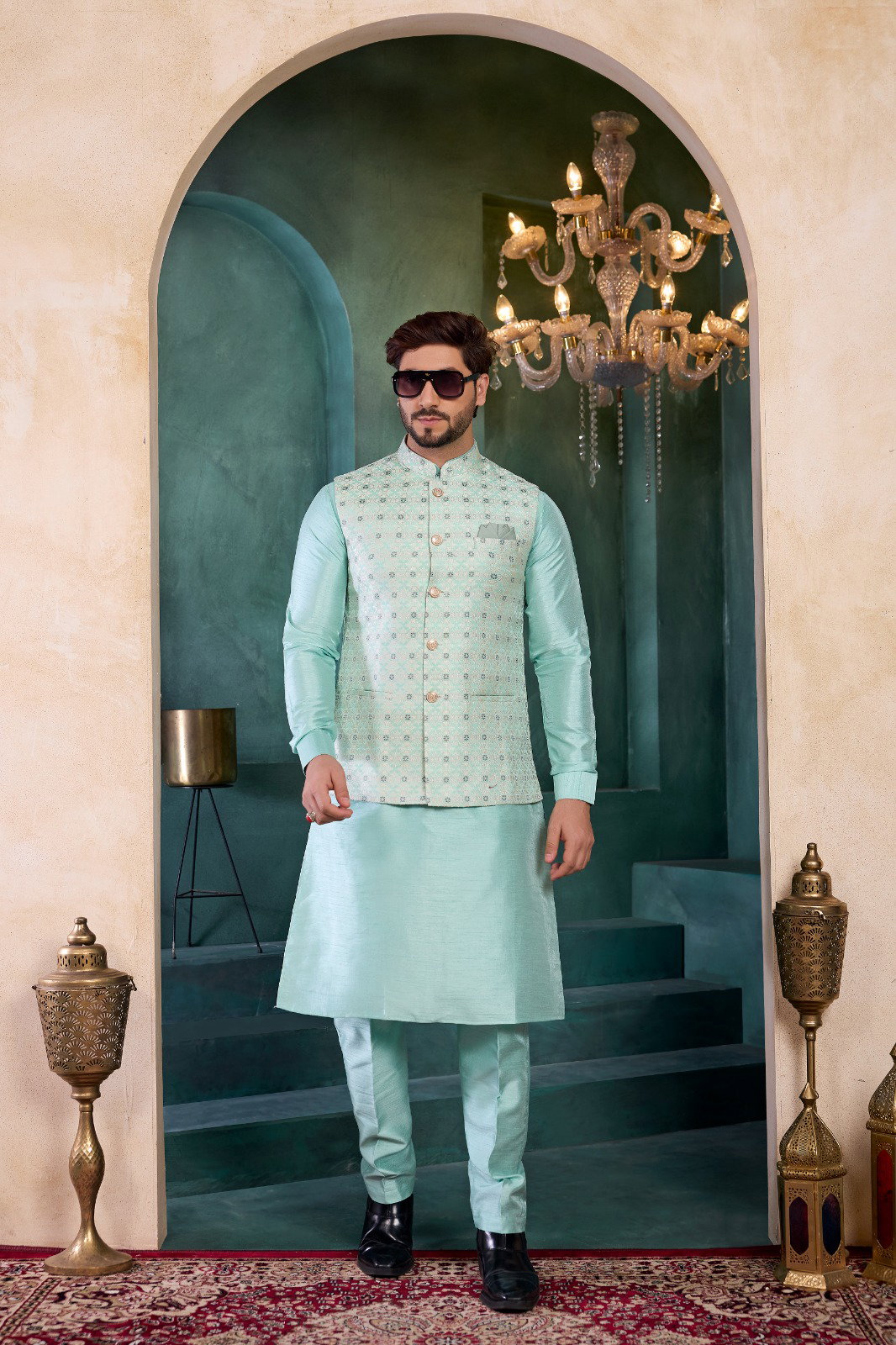  Sumi 4390 to 4396 Designer Art Banarasi Silk 3 Pcs  Kurta Jacket Set Collection
