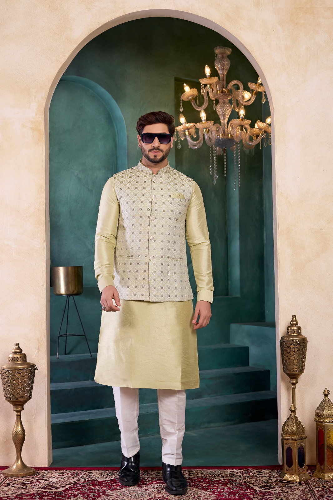  Sumi 4390 to 4396 Designer Art Banarasi Silk 3 Pcs  Kurta Jacket Set Collection